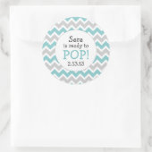 Klaar om te Poppen Baby shower Favor / blauwgroen  Ronde Sticker (Tas)