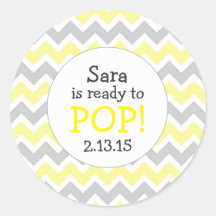 Klaar om te Poppen Baby shower Favor / geel chevro