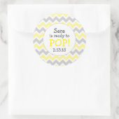 Klaar om te Poppen Baby shower Favor / geel chevro Ronde Sticker (Tas)