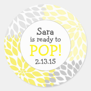 Klaar om te Poppen Baby shower Favor / geel dahlia Ronde Sticker