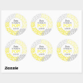 Klaar om te Poppen Baby shower Favor / geel dahlia Ronde Sticker (Vel)