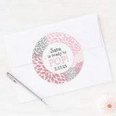 Klaar om te Poppen Baby shower Favor / roze dahlia Ronde Sticker (Envelop)