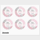 Klaar om te Poppen Baby shower Favor / roze dahlia Ronde Sticker (Vel)