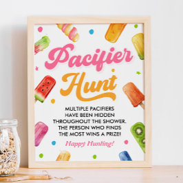 Klaar om te Poppen Baby shower Fopspeen Hunt Spel Poster