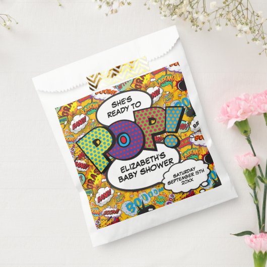 Klaar om te Poppen Baby shower Fun Comic Book Bedankzakje (Gezegeld)