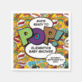 Klaar om te Poppen Baby shower Fun Comic Book Servet