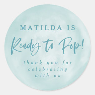Klaar om te poppen! baby shower gunst dank je stic ronde sticker
