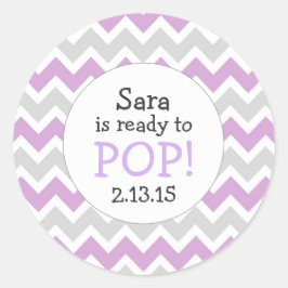 Klaar om te Poppen Baby shower Gunst / lavendel ch Ronde Sticker
