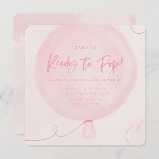 Klaar om te poppen! baby shower inviteren kaart (Voorkant / Achterkant)