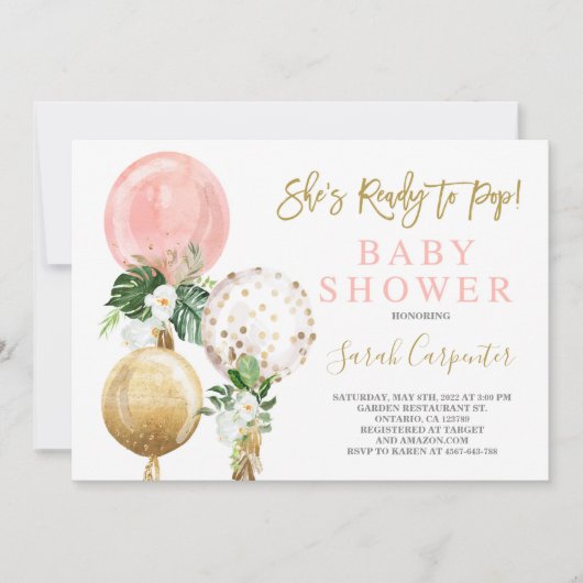 Klaar om te poppen Baby shower meisje Uitnodiging (Voorkant)