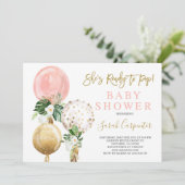 Klaar om te poppen Baby shower meisje Uitnodiging (Staand voorkant)