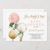 Klaar om te poppen Baby shower meisje Uitnodiging (Voorkant / Achterkant)