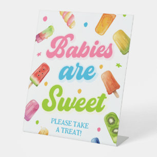 Klaar om te Poppen Baby shower Popsicle gunst Reclamebord Met Voetstuk