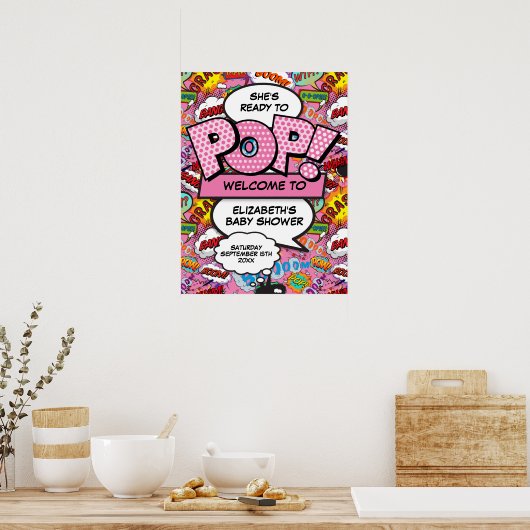 Klaar om te Poppen Baby shower Roze Welkomstbord Poster (Keuken)