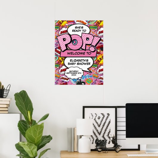 Klaar om te Poppen Baby shower Roze Welkomstbord Poster (Thuiskantoor)