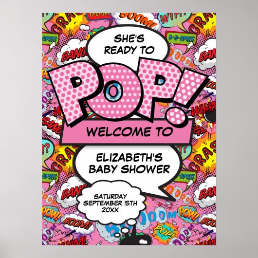 Klaar om te Poppen Baby shower Roze Welkomstbord Poster (Voorkant)