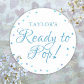 Klaar om te Poppen Blue Love Hearts Baby Boy Showe Ronde Sticker