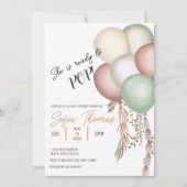 Klaar om te Poppen Boho Ballons Baby shower Invita Kaart (Voorkant)