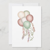 Klaar om te Poppen Boho Ballons Baby shower Invita Kaart (Achterkant)