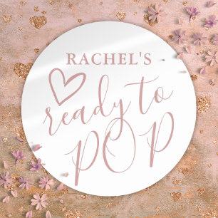 Klaar om te Poppen Dusty Roos Meisje Baby shower Ronde Sticker