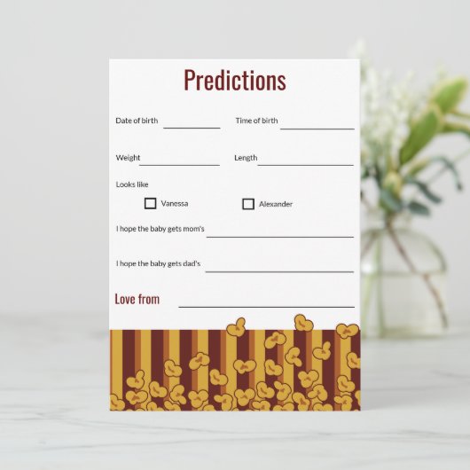Klaar om te poppen film baby shower game voorspell kaart (Staand voorkant)