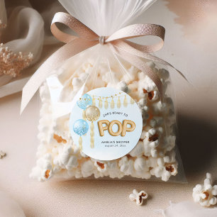 "Klaar om te Poppen" Floral Baby shower Ballonnen Ronde Sticker