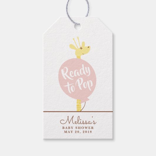 Klaar om te Poppen Giraffe Gift Label Cadeaulabel (Voorkant)