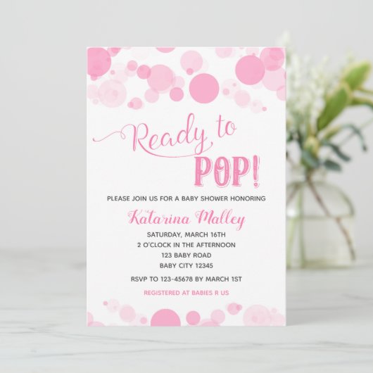 Klaar om te Poppen! Girl Baby shower Invitation Kaart (Staand voorkant)