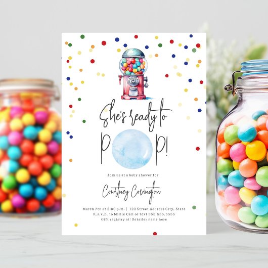 Klaar om te Poppen Gumball Machine Boy Baby shower Kaart