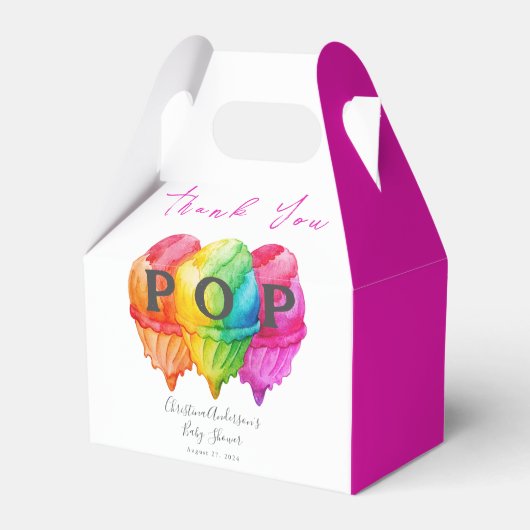 Klaar om te Poppen Ice Cream Gradient Pink Baby sh Bedankdoosjes (Voorkant Zijde)