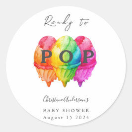 Klaar om te Poppen Ice Cream Gradient Pink Baby sh Ronde Sticker