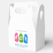 Klaar om te Poppen kleurrijk Blauw Baby shower Bedankdoosjes (Geopend)