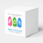 Klaar om te Poppen kleurrijk Blauw Baby shower Bedankdoosjes (Voorkant Zijde)