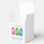 Klaar om te Poppen kleurrijk Blauw Baby shower Bedankdoosjes (Geopend)