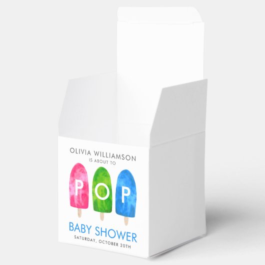 Klaar om te Poppen kleurrijk Blauw Baby shower Bedankdoosjes (Geopend)