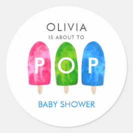 Klaar om te Poppen kleurrijk blauw Baby shower Ronde Sticker