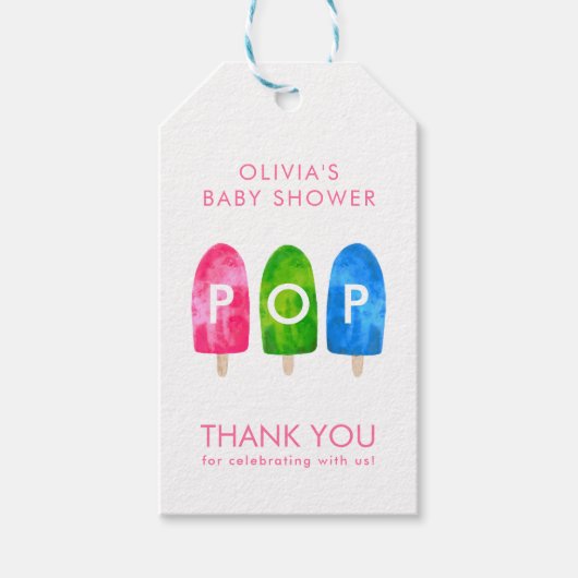 Klaar om te Poppen kleurrijk Roze Baby shower Cadeaulabel (Voorkant)