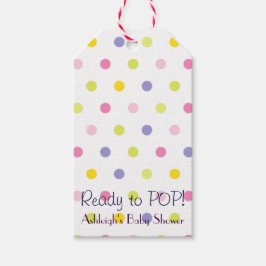 Klaar om te POPPEN! Pastel Polka Dot Baby shower Cadeaulabel