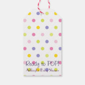 Klaar om te POPPEN! Pastel Polka Dot Baby shower Cadeaulabel (Achterkant)
