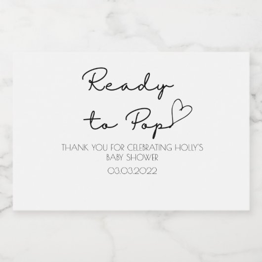 'Klaar om te Poppen' Persoonlijke mini-prosecco-la Sparkling Wijnetiket (Enkel label)