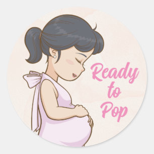 Klaar om te poppen Pink It a Girl Baby shower Ronde Sticker
