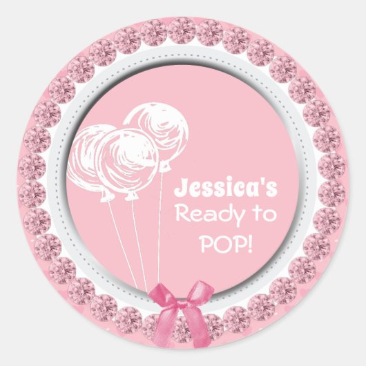 Klaar om te Poppen Roze Meisje Baby shower Favor Ronde Sticker (Voorkant)