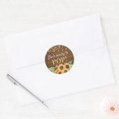 Klaar om te Poppen Rustieke Zonnebloem Baby shower Ronde Sticker (Envelop)