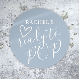 Klaar om te Poppen Schattige hart stoffig blauw jo Ronde Sticker