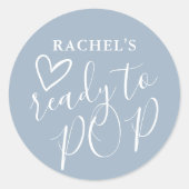 Klaar om te Poppen Schattige hart stoffig blauw jo Ronde Sticker (Voorkant)