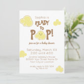 Klaar om te Poppen Schattige Popcorn Baby shower Kaart (Staand voorkant)