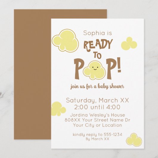 Klaar om te Poppen Schattige Popcorn Baby shower Kaart (Voorkant / Achterkant)