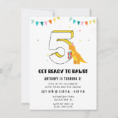 Klaar om te Rawr Dinosaurus Jongen 5e Verjaardagsf Kaart (Voorkant)