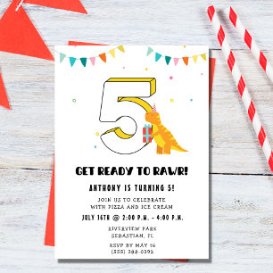 Klaar om te Rawr Dinosaurus Jongen 5e Verjaardagsf Kaart