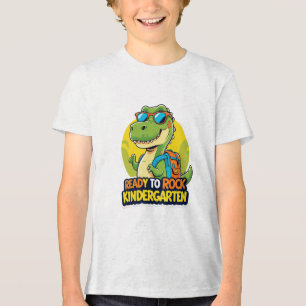 Klaar om te rocken Kleuterschool Schattige dinosau Tri-Blend Shirt